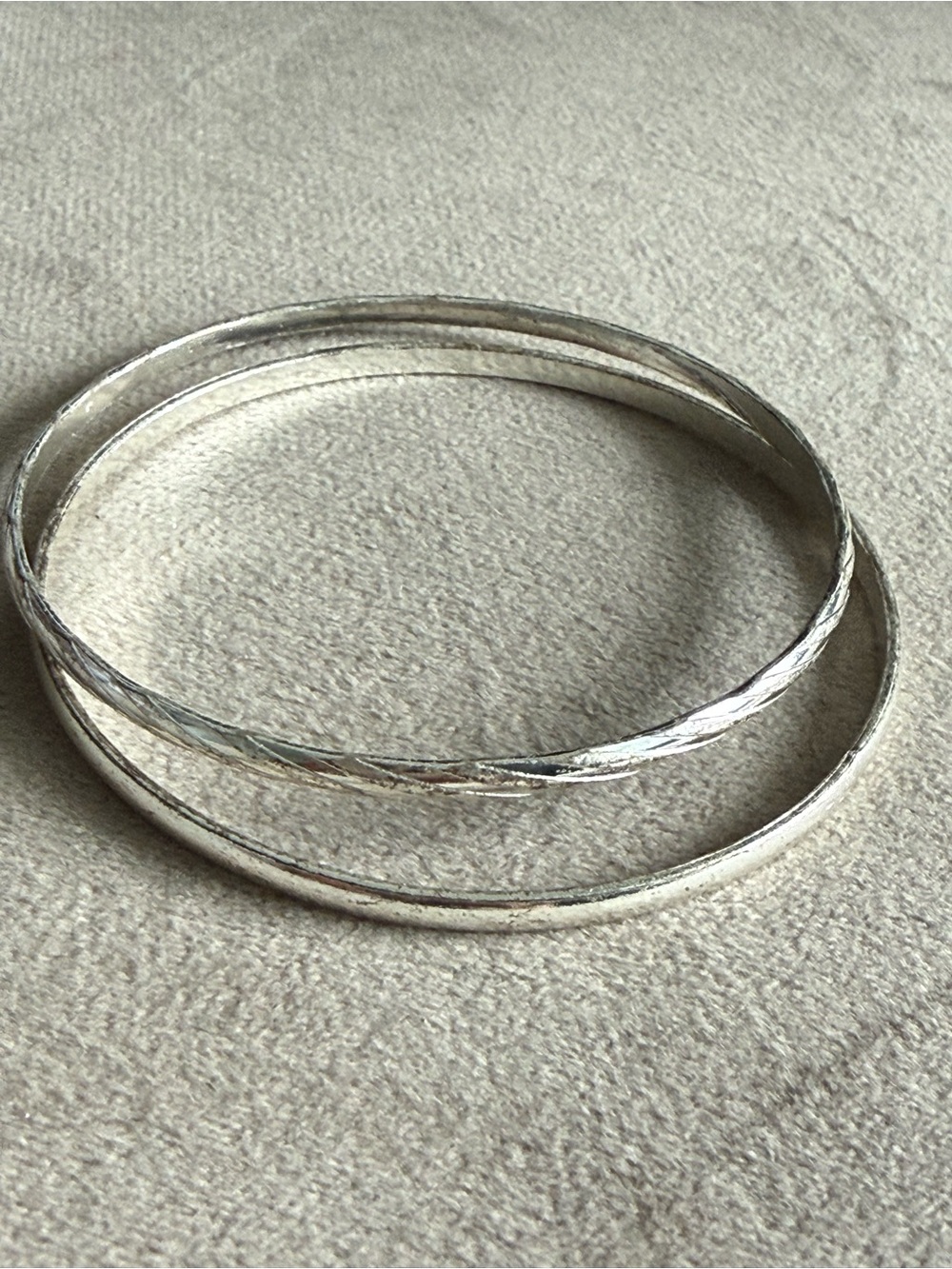 Triple Textured Bangle Bracelet - Silver